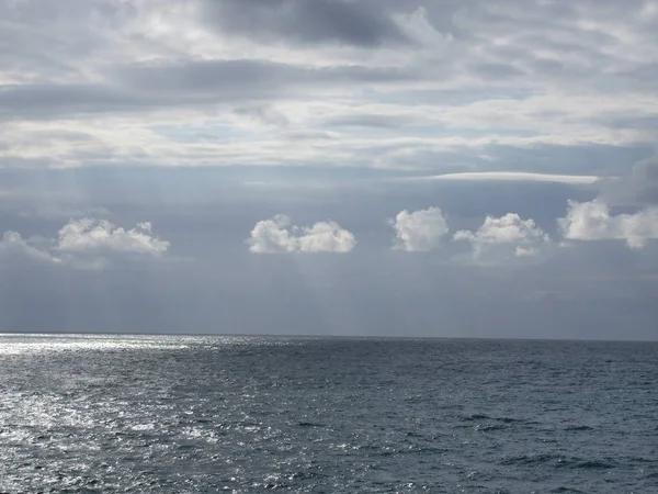 Fotografie Mořské Krajiny Realizovaný Bouřkým Potemněný Den — Stock fotografie