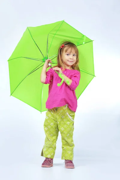 Portret Moda Piękne Dziecko Parasolem — Zdjęcie stockowe