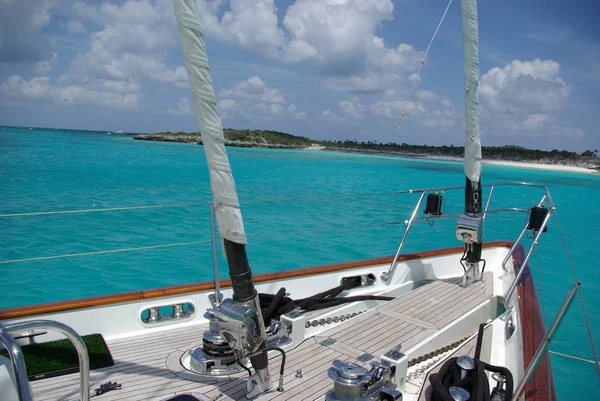 Arco Yate Vela Anclado Las Bahamas — Foto de Stock