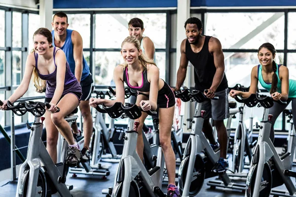 Fit People Working Out Spinning Class Gym — Stock Photo, Image