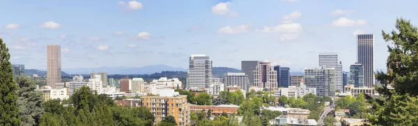 Portland Oregon Centro Ciudad Paisaje Horizonte Con Mount Hood Panorama — Foto de Stock