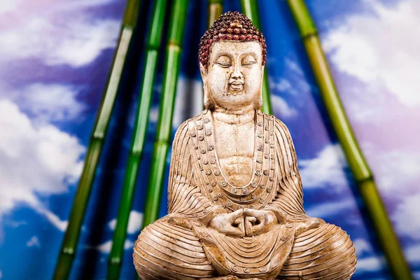 Buddha Hintergrund Lebhafte Farben Natürlicher Ton — Stockfoto