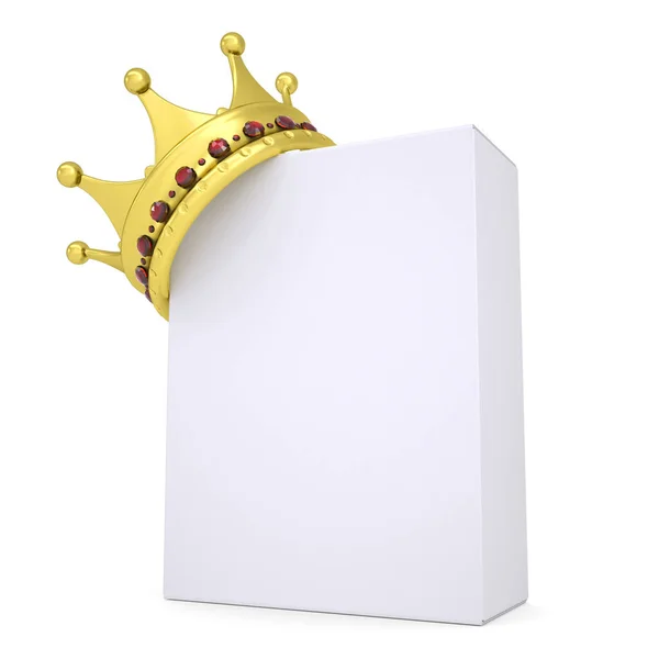 Корона Белой Коробке Изолированное Изображение Белом Фоне — стоковое фото