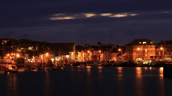 Harbnour Nachts Weymouth Dorset Southern Britian — Stockfoto