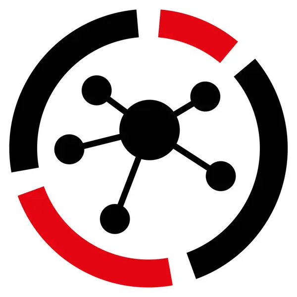 接続図のアイコン グリフ スタイルはバイカラー フラット記号 集中的な赤と黒の色 丸みを帯びた角 ホワイト バック グラウンド — ストック写真