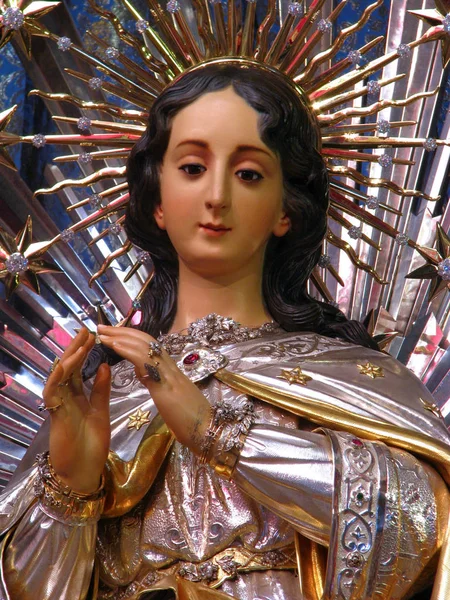 Estatua Más Preciosa Hermosa Inmaculada Concepción Como Muestra Cospicua Malta — Foto de Stock