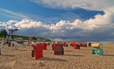 Beach with Beach Chairs, Usedom, Germany clipart