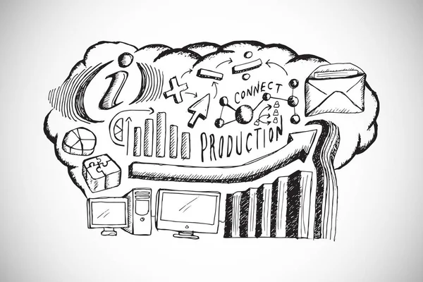 Business Brainstorming Doodle Vor Weißem Hintergrund Mit Vignette — Stockfoto