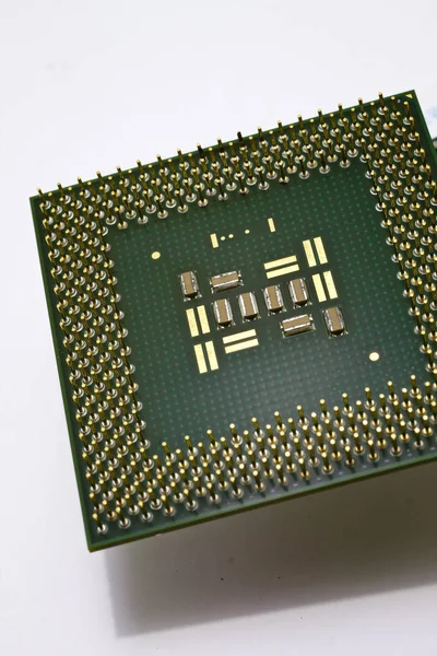 Είναι Σιλικόνης Τσιπ Cpu Άσπρο Φόντο — Φωτογραφία Αρχείου