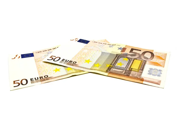 Ятдесят Євро Банкнот Білому Тлі — стокове фото