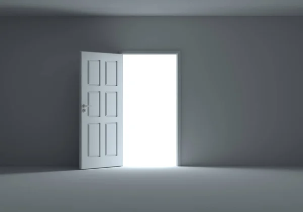 Open Door Bright Light Streaming Very Dark Room Illustration — Stock Photo, Image