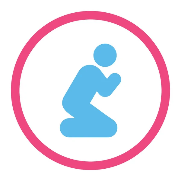 Pray Glyph Icon Rounded Flat Symbol Drawn Pink Blue Colors — Stock Photo, Image