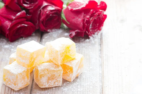 Deliciosa Delicia Turca Con Sabor Flor Rosa —  Fotos de Stock