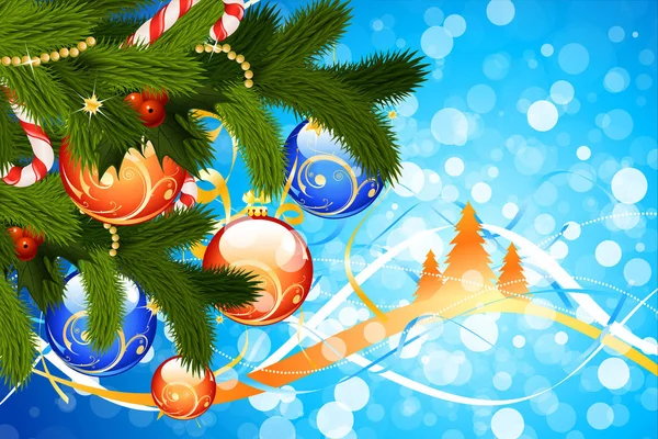 モミの木の輝きと 設計のための装飾付きのクリスマス カード — ストック写真