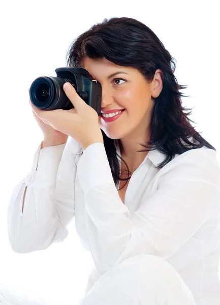 Young Girl Dslr Isolated — Stock Photo, Image