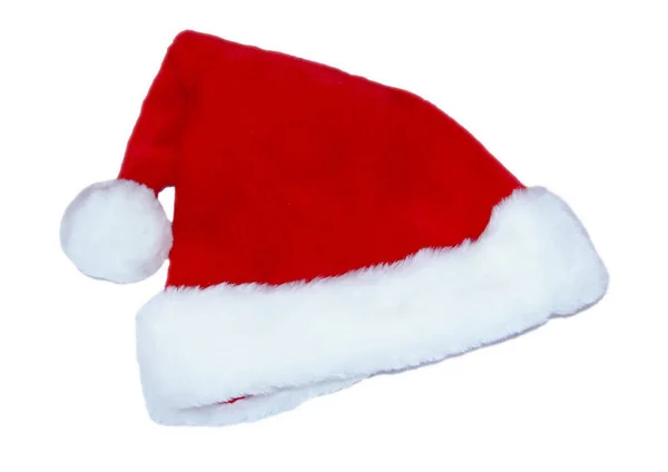 Sombrero Santa Clause Rojo Blanco Aislado Sobre Fondo Blanco — Foto de Stock