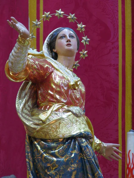 Detalle Estatua Asunción Santísima Virgen María Mqabba Malta — Foto de Stock