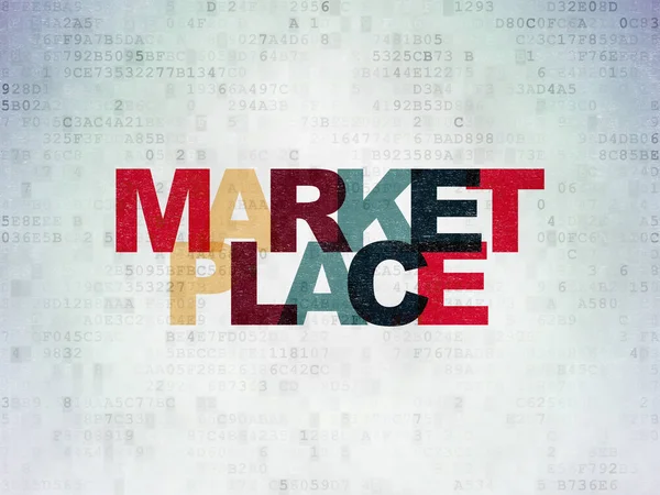 Reklamkoncept Målade Multicolor Text Marketplace Digital Data Paper Bakgrund — Stockfoto