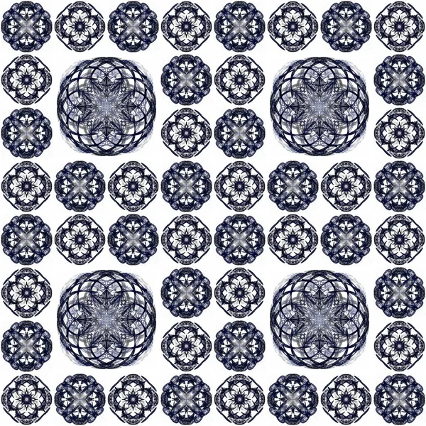 Nahtlose Textur Mit Wiedergabe Abstrakter Fraktaler Blauer Muster Auf Weißem — Stockfoto