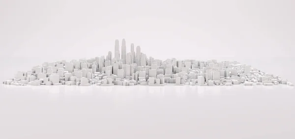 白い近代的な都市 正面の景色 レンダリング — ストック写真