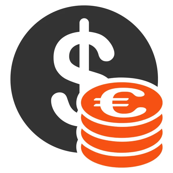 Dólar Euro Monedas Icono Estilo Glifo Bicolor Plano Símbolo Naranja — Foto de Stock