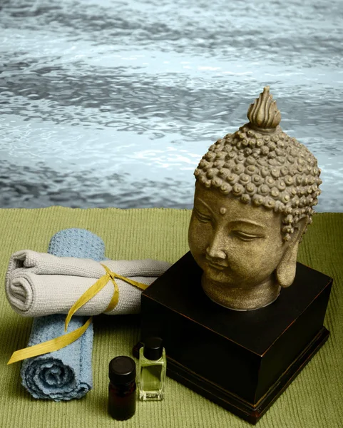 stock image Asian spa experience with essential oils near ocean