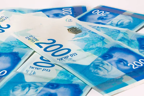 Montón Billetes Israelíes 200 Shekel —  Fotos de Stock