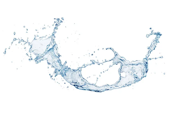 Salpicos Água Azul Isolado Branco — Fotografia de Stock
