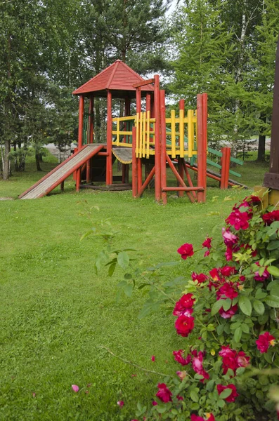 Parque Infantil Madera Parque Verano — Foto de Stock