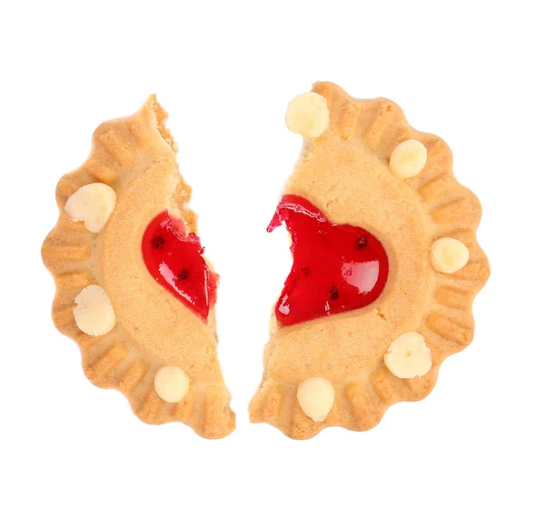 Biscuits Broken Heart Close White Background — Stock Photo, Image