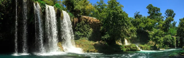 Weergave Van Duden Waterval Antalya Die Voortvloeien Uit Hoog Met — Stockfoto