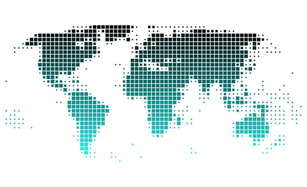 Carte Monde Avec Gradient Brillant Carrés Turquoise — Photo