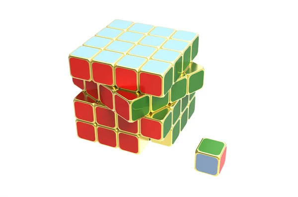 白で隔離されるほぼ解決パズル キューブ — ストック写真