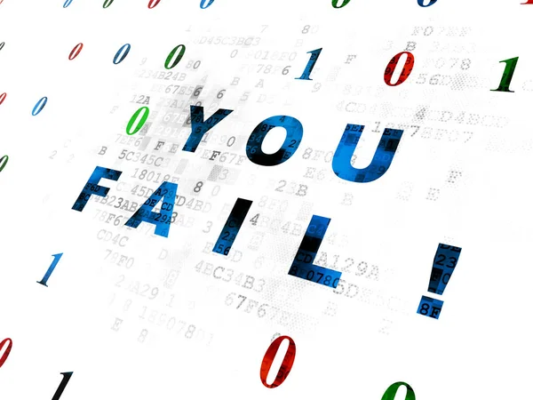 Concetto Finanza Testo Blu Pixelated You Fail Sfondo Parete Digitale — Foto Stock