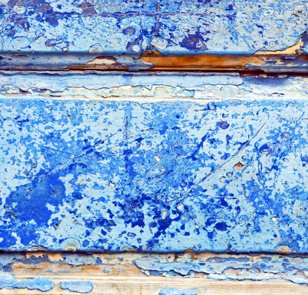 Pintura Despojada Porta Madeira Azul Prego Enferrujado — Fotografia de Stock