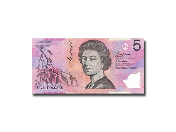 Australischer Fünf Dollar Schein Isoliert Vor Weißem Hintergrund — Stockfoto