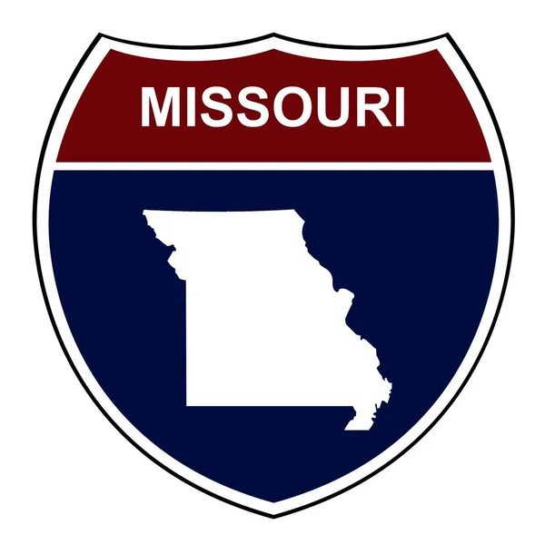 Missouri Bouclier Routier Américain Inter États Isolé Sur Fond Blanc — Photo