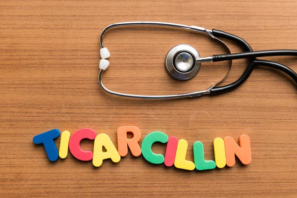 Ticarcillin Colorful Word White Background Stethoscope — Stock Photo, Image