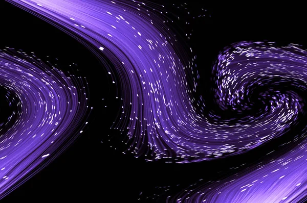 Abstract Style Violet Fibre Optic Strands Swirling Black Background — Stock Photo, Image