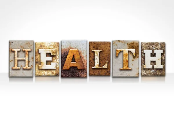 Das Wort Gesundheit Rostigem Metallbuchstaben Isoliert Auf Weißem Hintergrund — Stockfoto