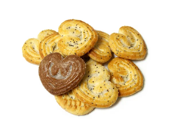 Cookies Som Hjärtat Isolerade Vitt — Stockfoto