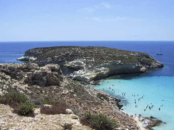 Dies Ist Die Herrliche Insel Der Kaninchen Lampedusa Das Wasser — Stockfoto