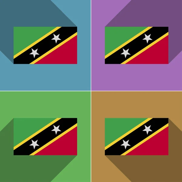 Флаги Сент Китса Невиса Набор Цветов Плоский Дизайн Длинные Тени — стоковое фото