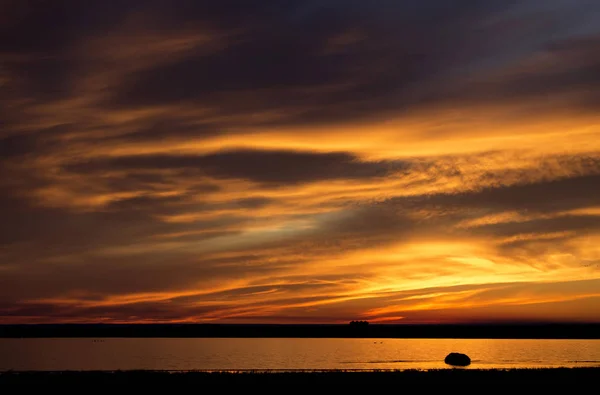 Naplemente Vidéki Saskatchewan Közelében Termőföld Moose Jaw — Stock Fotó