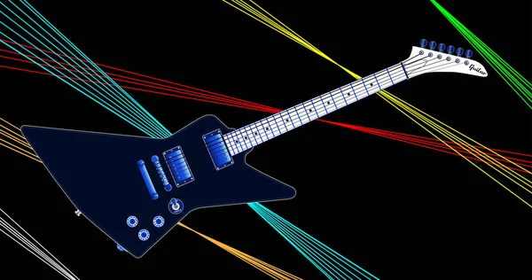Una Guitarra Eléctrica Aspecto Moderno Aislado Fondo Oscurocon Vigas Perezosas — Foto de Stock