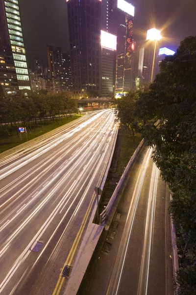 Colpo Notte Traffico Hong Kong — Foto Stock
