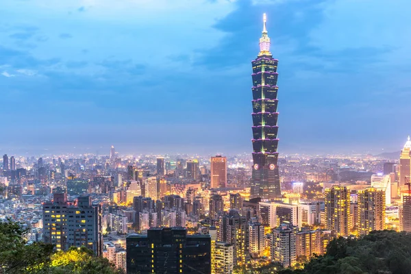 Taipei Edificio Skylines Taiwán Atardecer —  Fotos de Stock