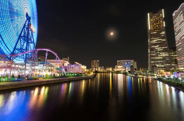 Yokohama Minatomirai Noite Japão — Fotografia de Stock