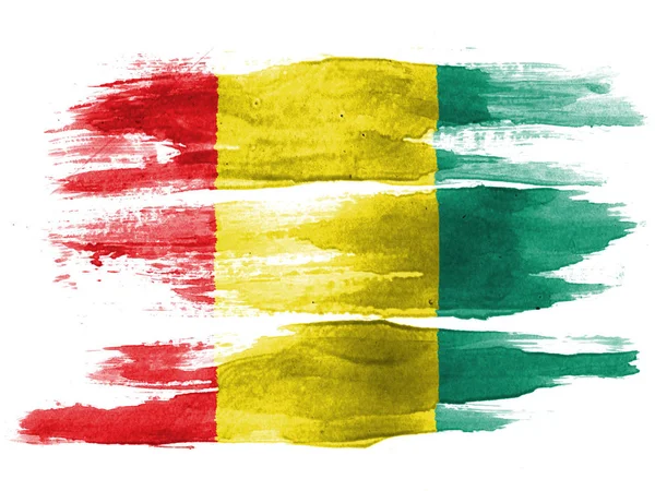 Guinean Flag Painted White Paper Watercolor — Stock Photo, Image