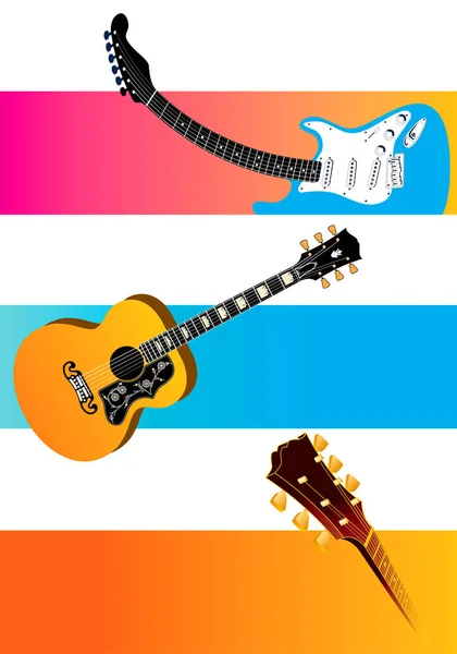 Modelo Design Banner Vetor Guitarra Elegante Qual Colocar Seu Textoguitar — Fotografia de Stock